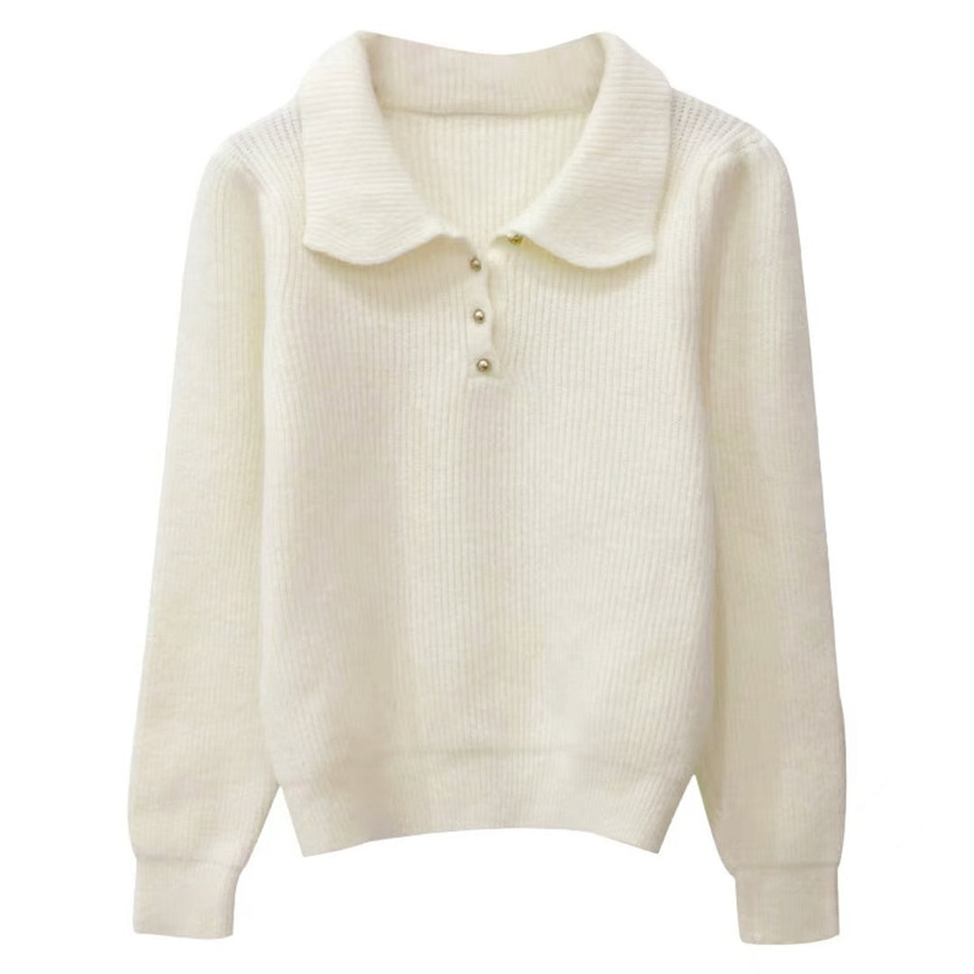 Kvinnors tröja med texturerad polo-krage och knappar Mirla-Eva Jonsson