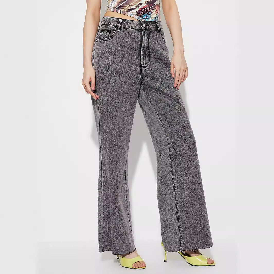 Kvinnors utställda jeans med hög midja och detaljerade sömmar Mirla-Eva Jonsson