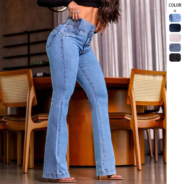 Kvinnors utsvängda jeans med hög midja och åtsittande snitt Mirla-Eva Jonsson