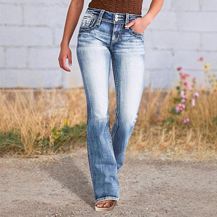 Kvinnors utsvängda jeans med hög midja och avslappnad passform Mirla-Eva Jonsson