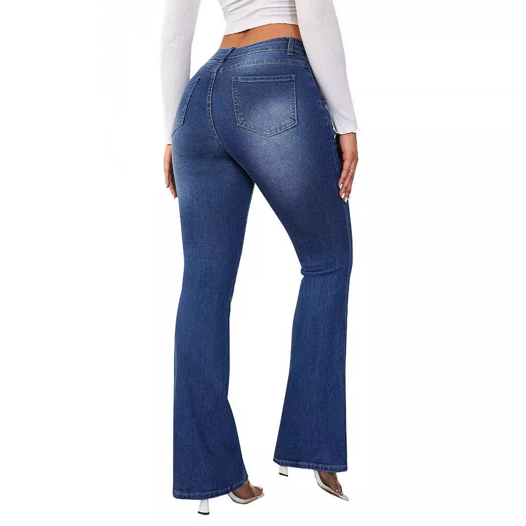 Kvinnors utsvängda jeans med hög midja och bekväm passform Mirla-Eva Jonsson