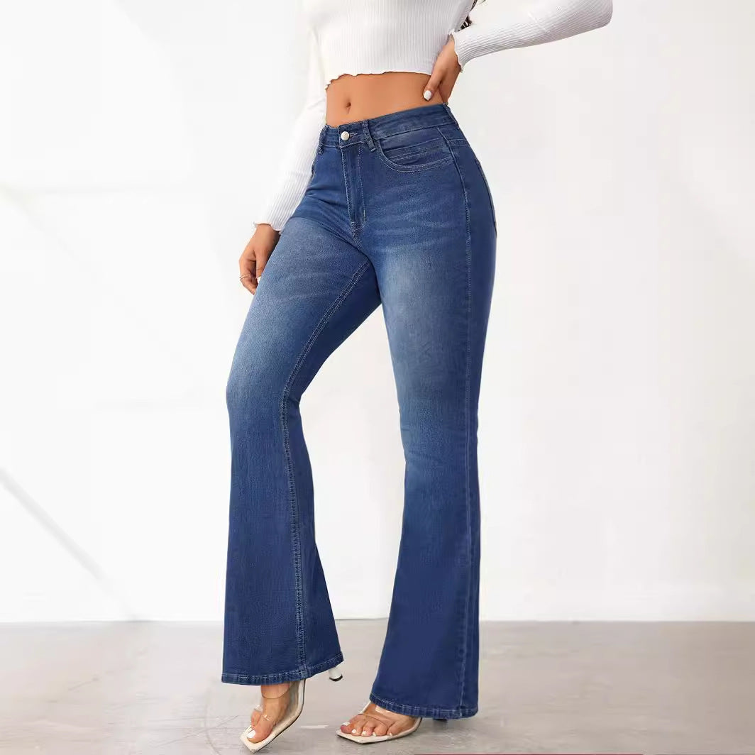 Kvinnors utsvängda jeans med hög midja och bekväm passform Mirla-Eva Jonsson