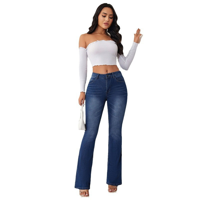 Kvinnors utsvängda jeans med hög midja och bekväm passform Mirla-Eva Jonsson