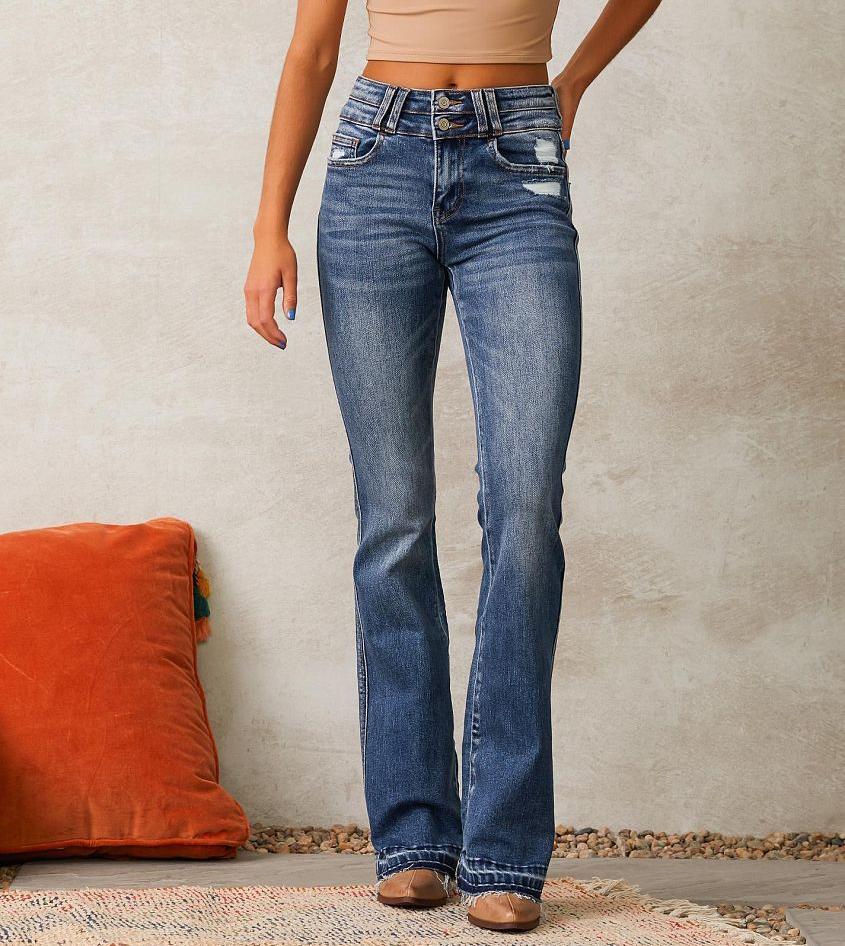 Kvinnors utsvängda jeans med hög midja och modernt förstört effekt Mirla-Eva Jonsson