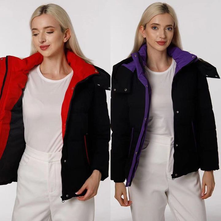 Kvinnors vadderad vinterjacka med vändbar design och praktiska fickor Mirla-Eva Jonsson