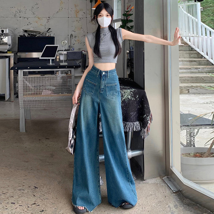 Kvinnors vid- skurna hög midja jeans Mirla-Eva Jonsson