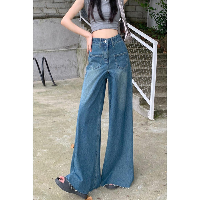 Kvinnors vid- skurna hög midja jeans Mirla-Eva Jonsson