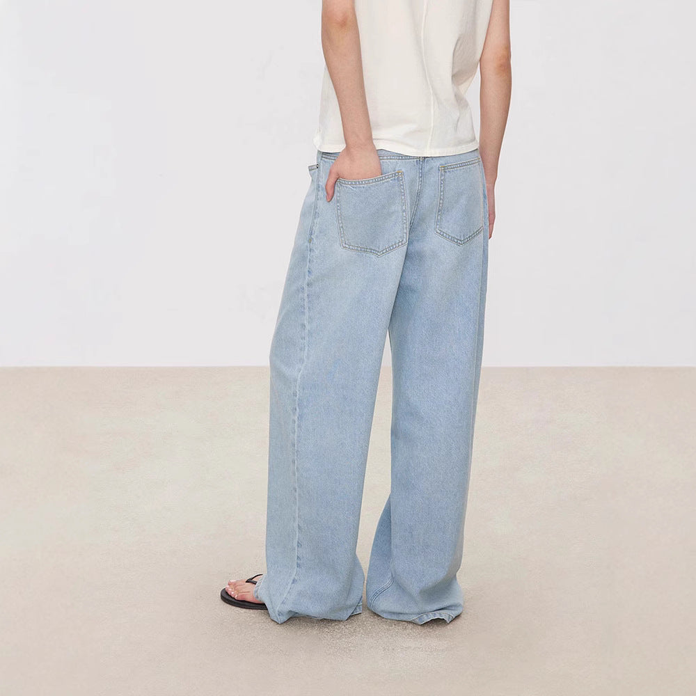 Kvinnors vida denim culotte med hög midja och elastisk rem.-Eva Jonsson