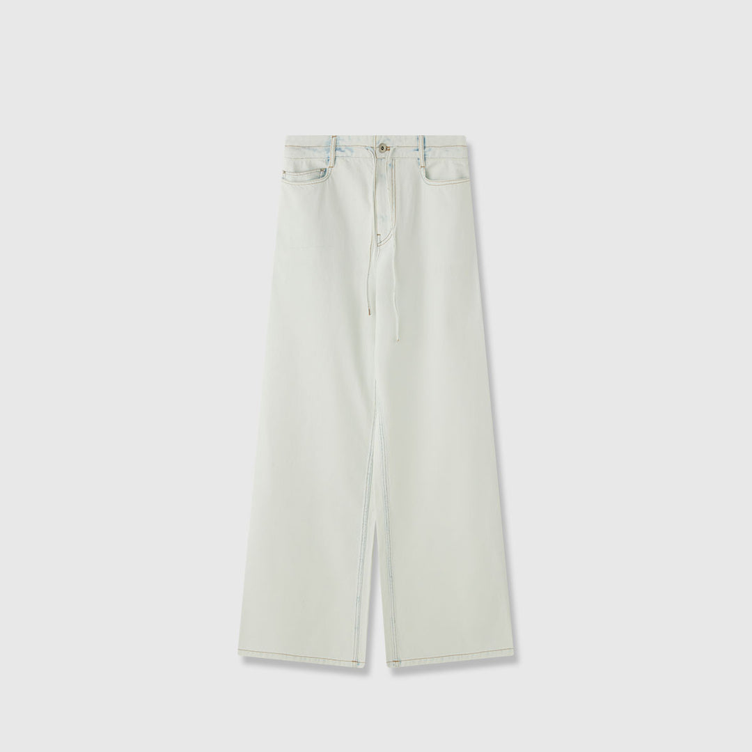 Kvinnors vida denim culotte med hög midja och elastisk rem.-Eva Jonsson