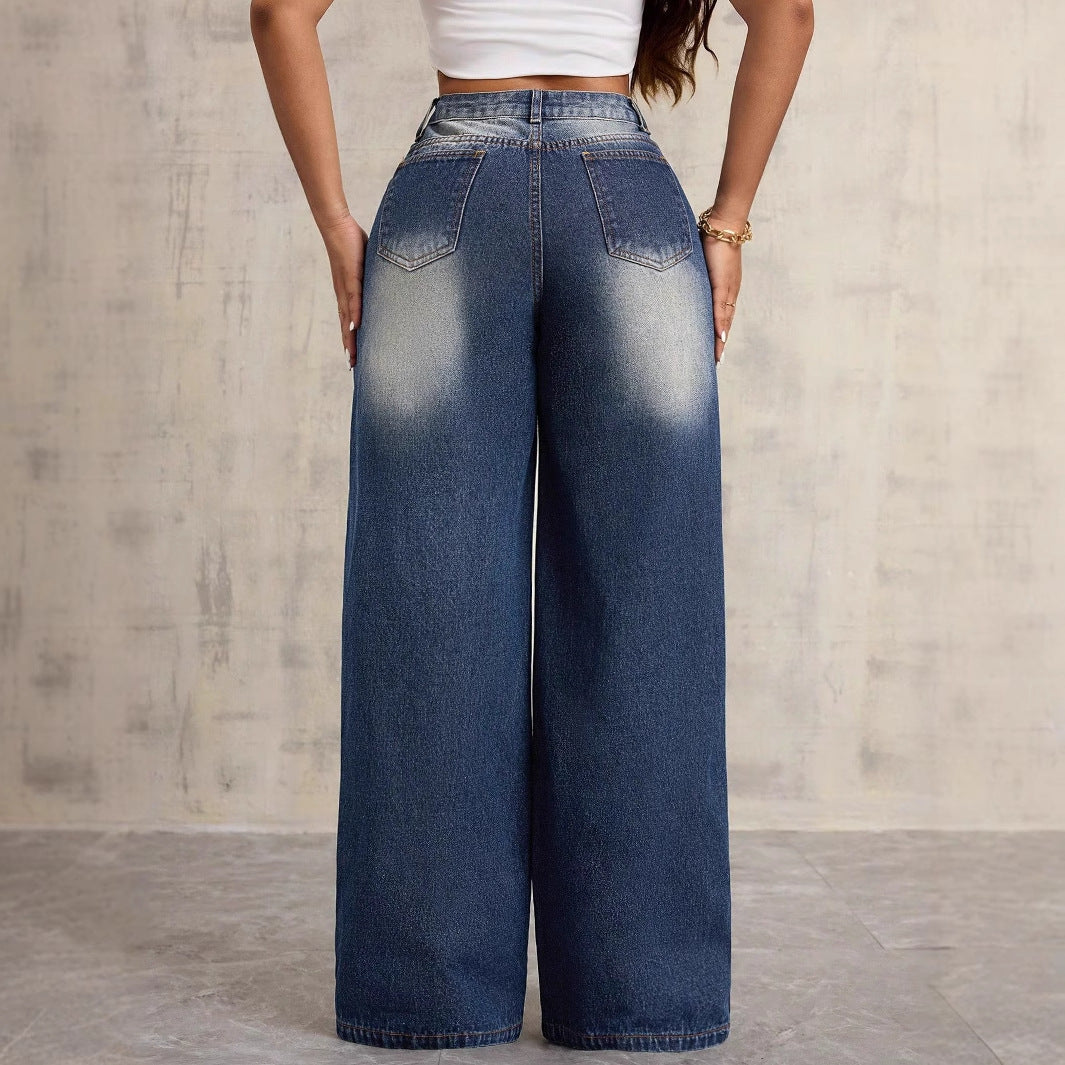 Kvinnors vida denimjeans med blommig broderi Mirla-Eva Jonsson