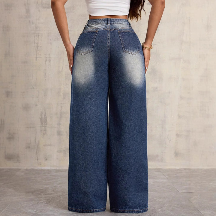 Kvinnors vida denimjeans med blommig broderi Mirla-Eva Jonsson