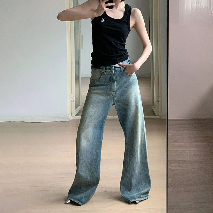Kvinnors vida denimjeans med hög midja Mirla-Eva Jonsson