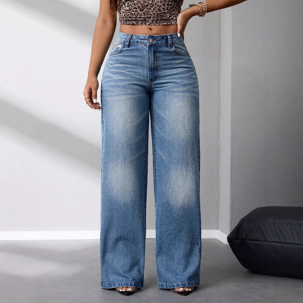 Kvinnors vida högmidjade jeans i en avslappnad vintage-stil Mirla-Eva Jonsson