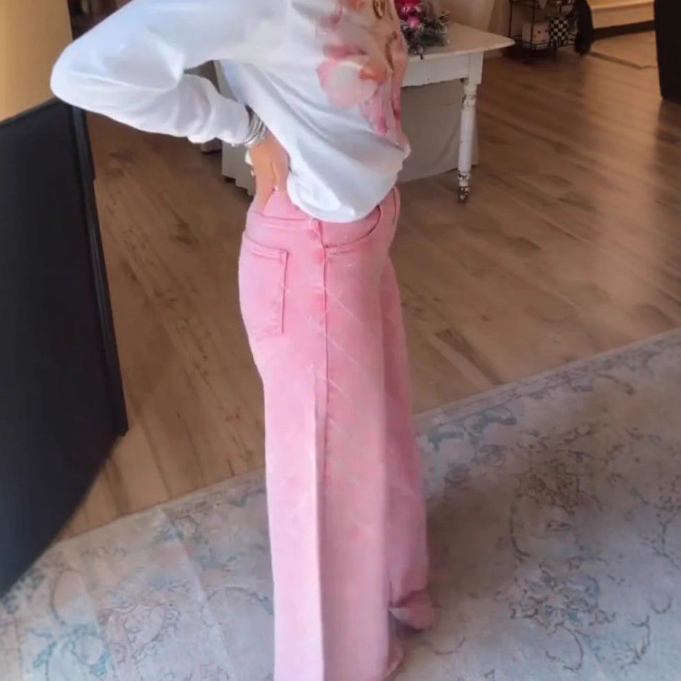 Kvinnors vida jeans i en avslappnad stil med hög midja Mirla-Eva Jonsson
