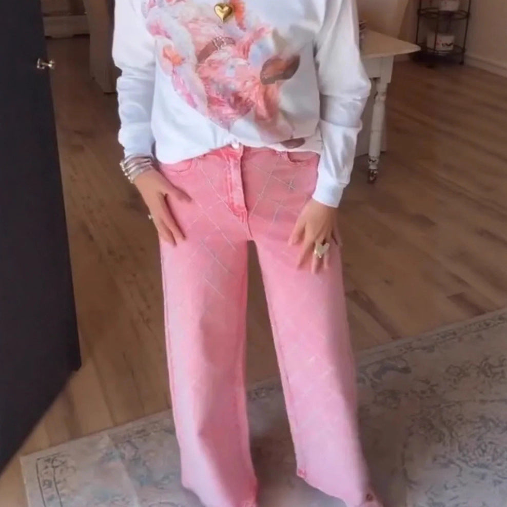 Kvinnors vida jeans i en avslappnad stil med hög midja Mirla-Eva Jonsson