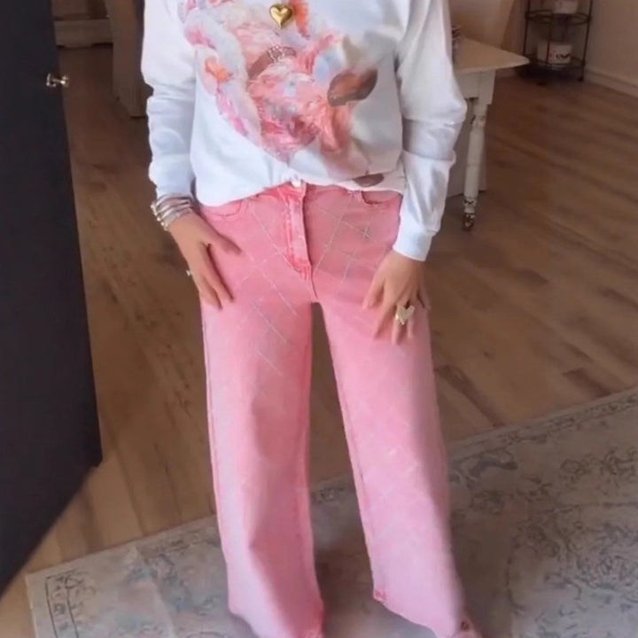 Kvinnors vida jeans i en avslappnad stil med hög midja Mirla-Eva Jonsson