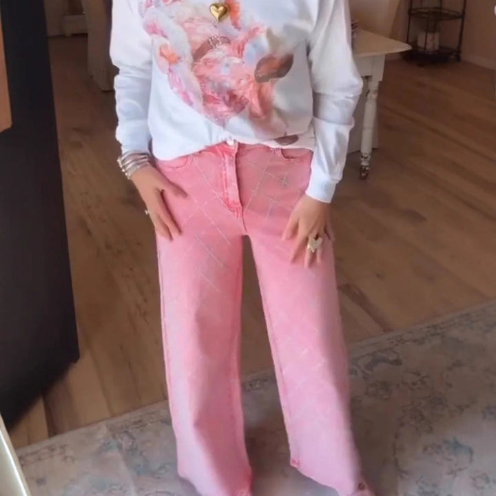 Kvinnors vida jeans i en avslappnad stil med hög midja Mirla-Eva Jonsson