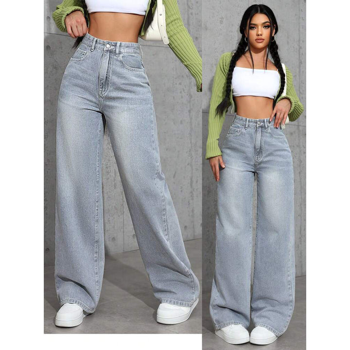 Kvinnors vida jeans i en avslappnad stil med hög midja Mirla-Eva Jonsson