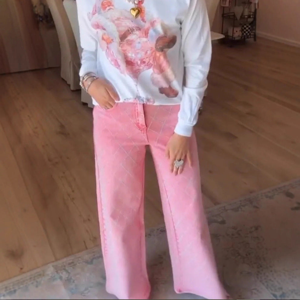 Kvinnors vida jeans i en avslappnad stil med hög midja Mirla-Eva Jonsson