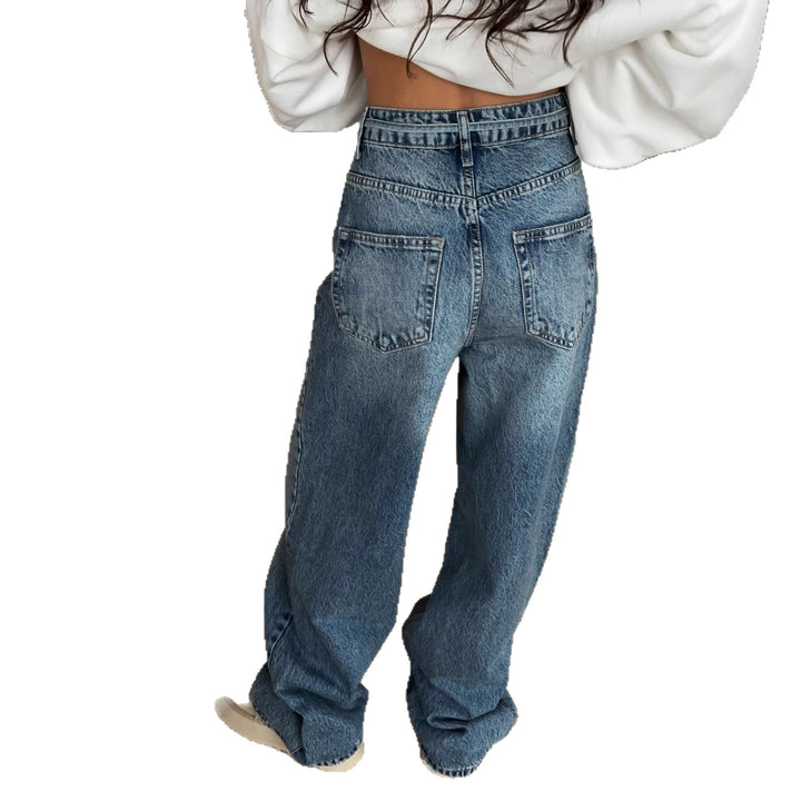 Kvinnors vida jeans i vintage-stil med hög midja och avslappnad passform Mirla-Eva Jonsson