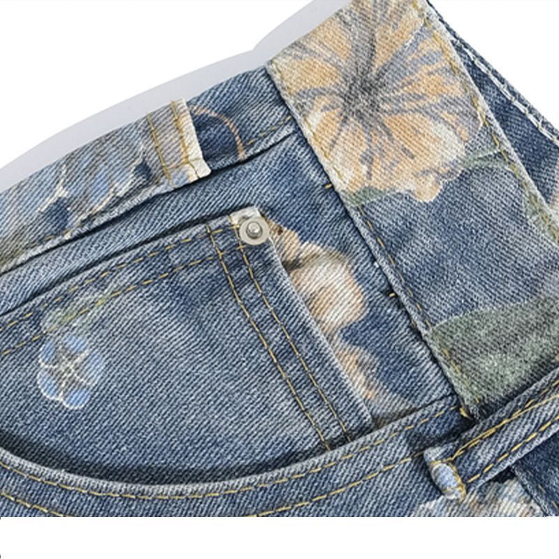 Kvinnors vida jeans med blommönster Mirla-Eva Jonsson