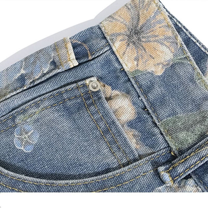 Kvinnors vida jeans med blommönster Mirla-Eva Jonsson