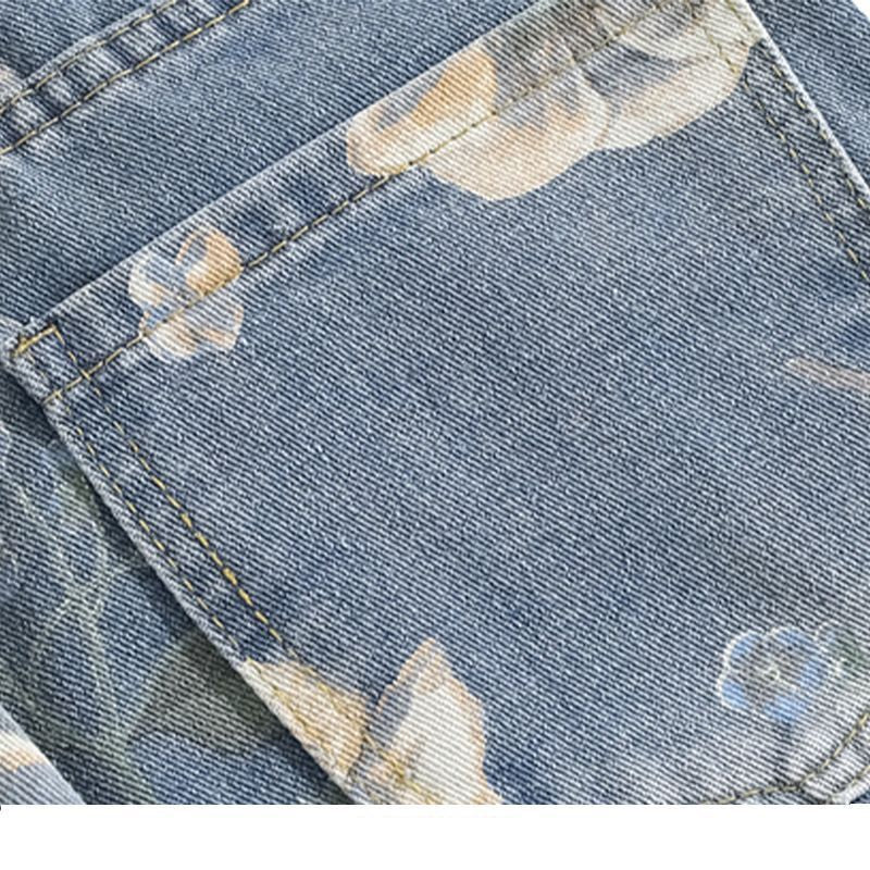 Kvinnors vida jeans med blommönster Mirla-Eva Jonsson