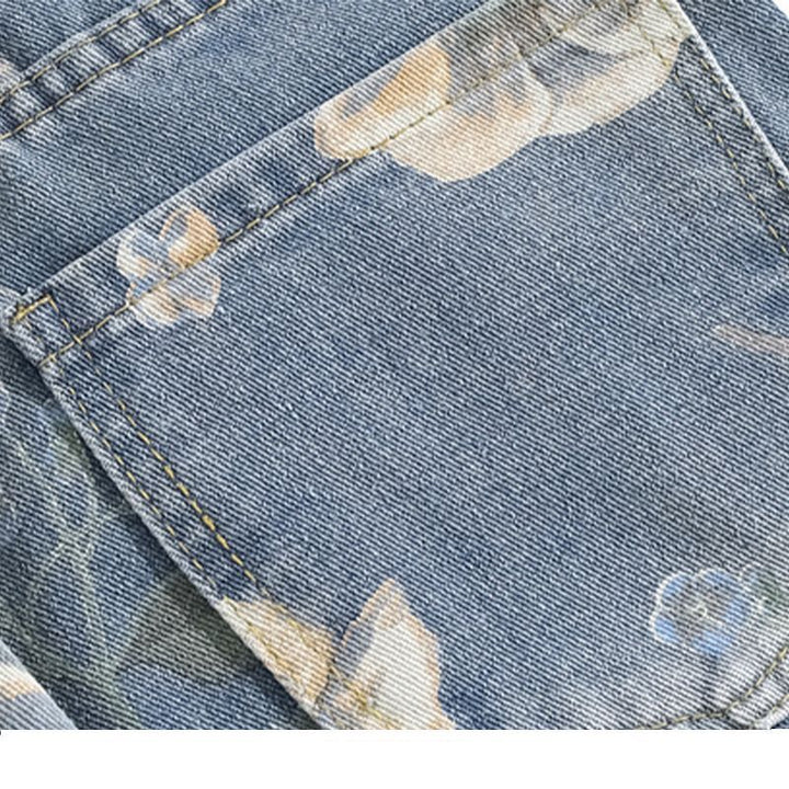 Kvinnors vida jeans med blommönster Mirla-Eva Jonsson