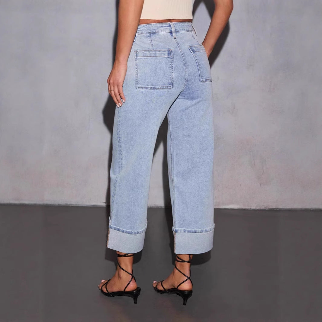 Kvinnors vida jeans med fickor och modernt fåll Mirla-Eva Jonsson