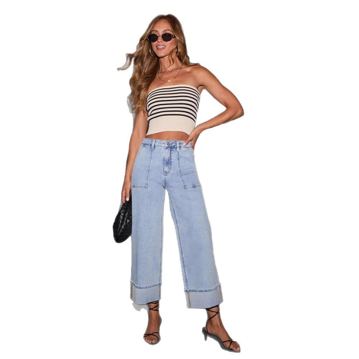 Kvinnors vida jeans med fickor och modernt fåll Mirla-Eva Jonsson