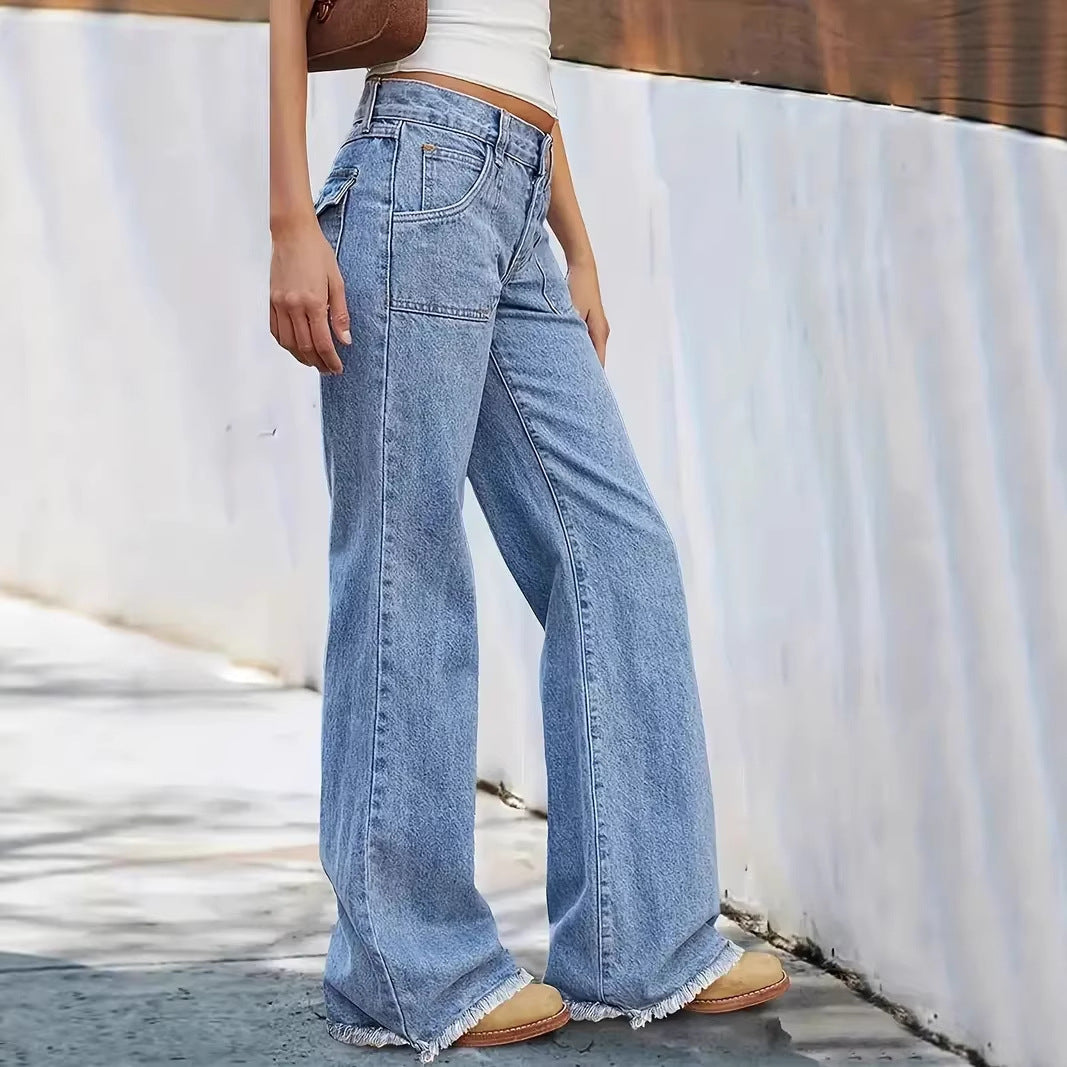 Kvinnors vida jeans med fransar i fållen Mirla-Eva Jonsson