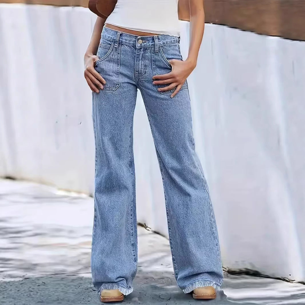 Kvinnors vida jeans med fransar i fållen Mirla-Eva Jonsson