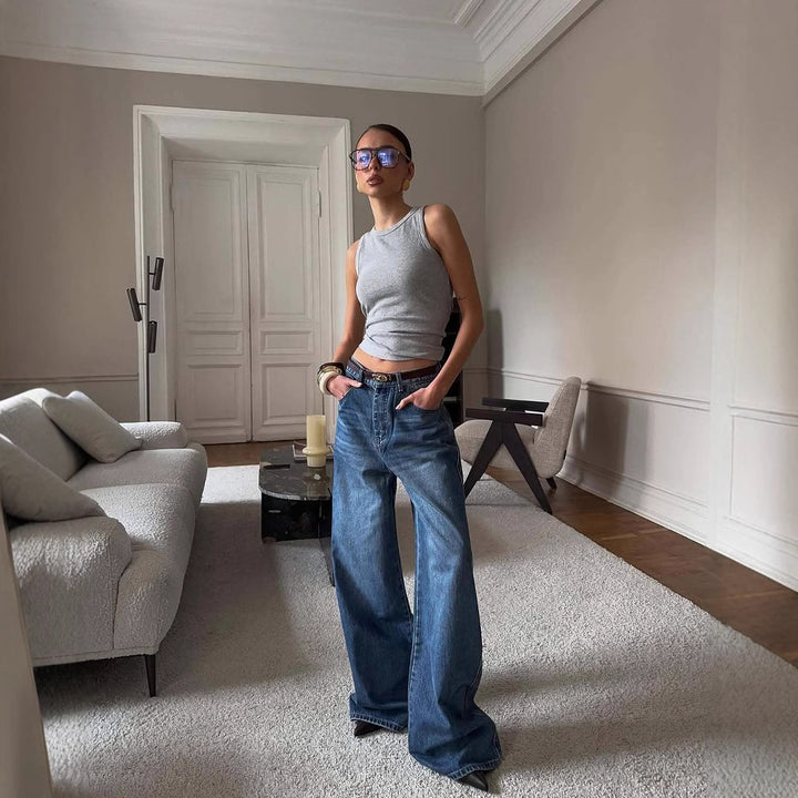 Kvinnors vida jeans med hög midja och avslappnad passform Mirla-Eva Jonsson