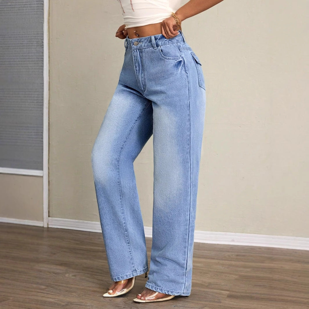 Kvinnors vida jeans med hög midja och avslappnad passform Mirla-Eva Jonsson