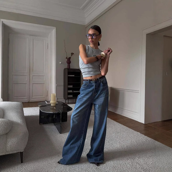 Kvinnors vida jeans med hög midja och avslappnad passform Mirla-Eva Jonsson