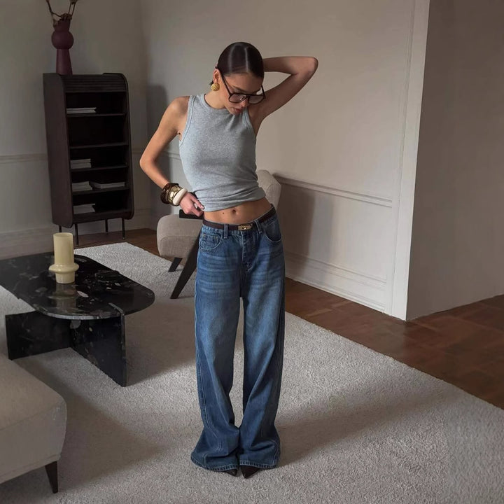 Kvinnors vida jeans med hög midja och avslappnad passform Mirla-Eva Jonsson