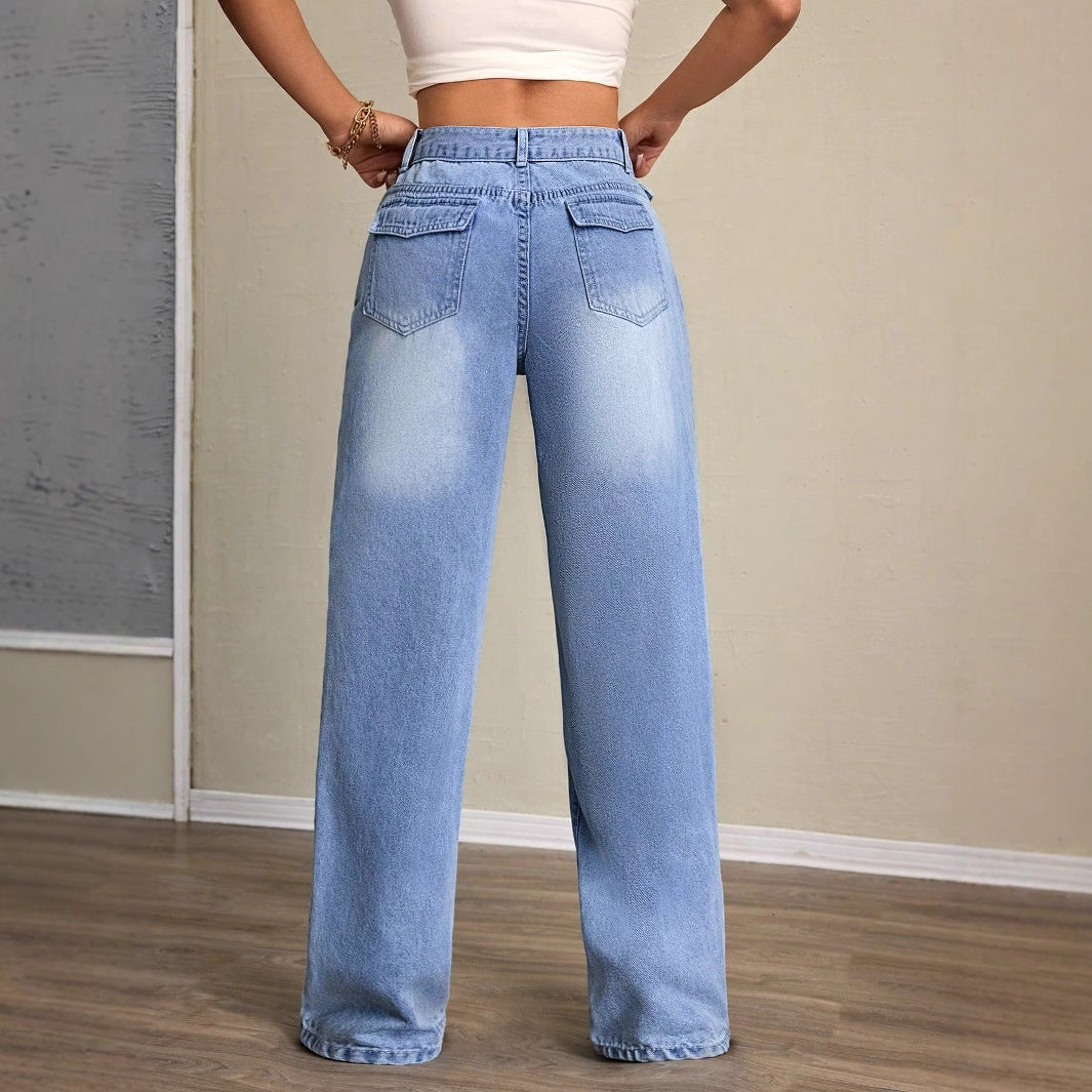 Kvinnors vida jeans med hög midja och avslappnad passform Mirla-Eva Jonsson