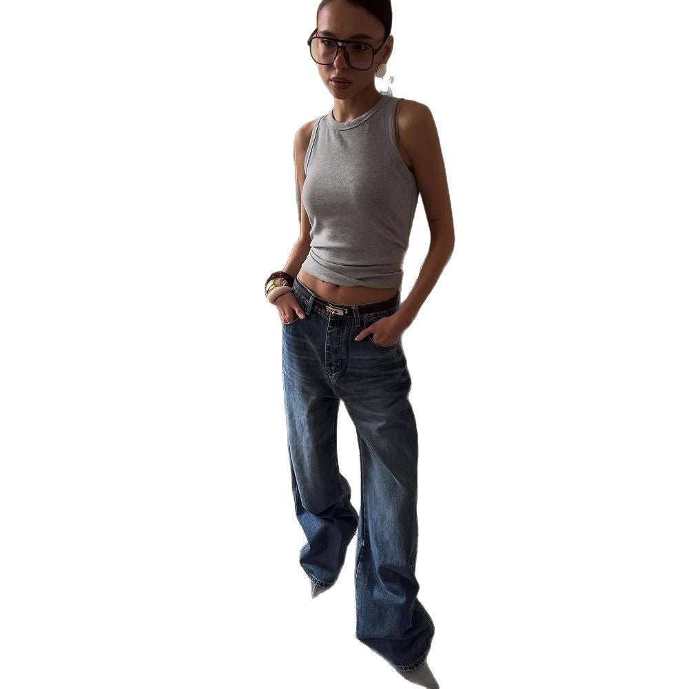Kvinnors vida jeans med hög midja och avslappnad passform Mirla-Eva Jonsson