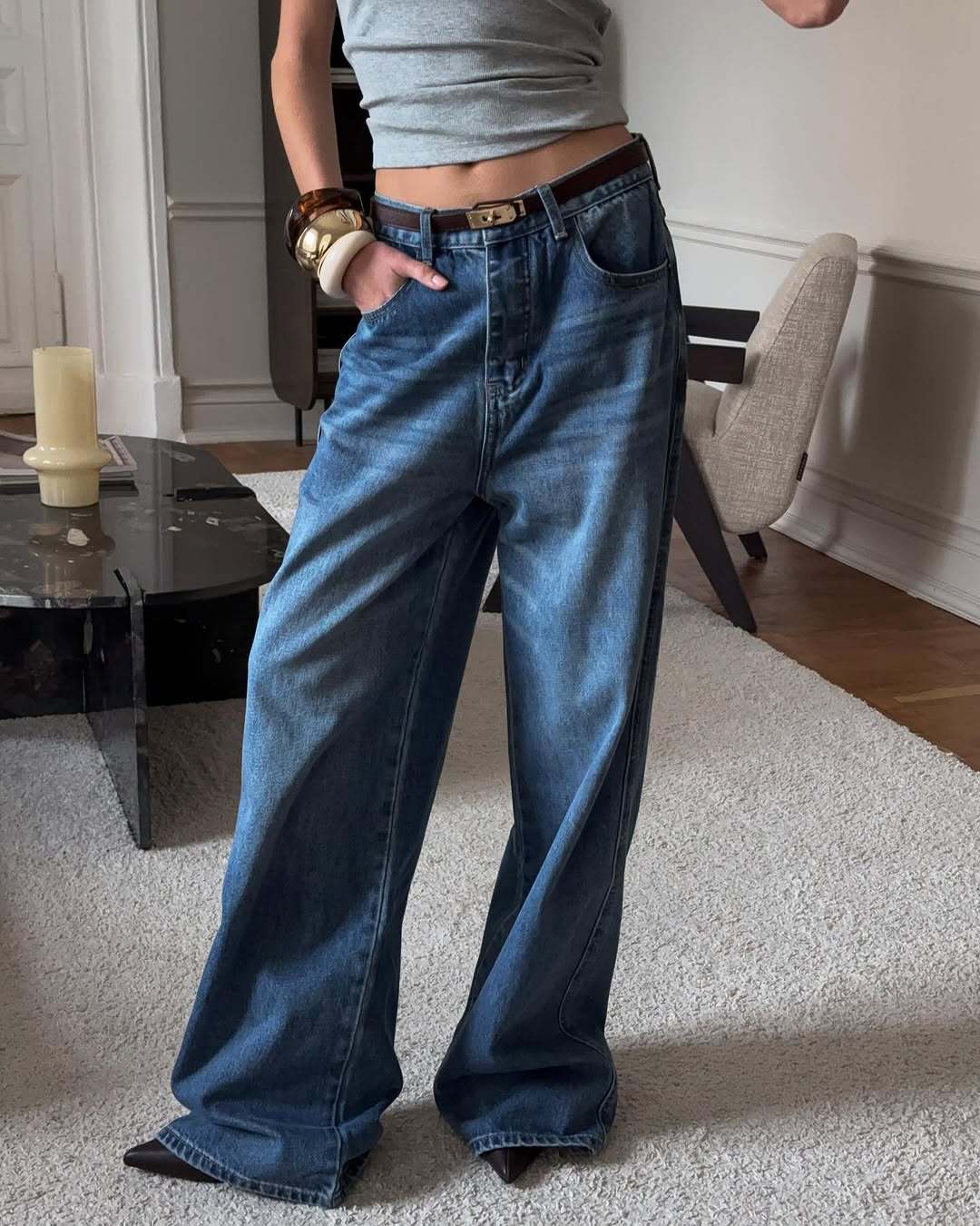 Kvinnors vida jeans med hög midja och avslappnad passform Mirla-Eva Jonsson