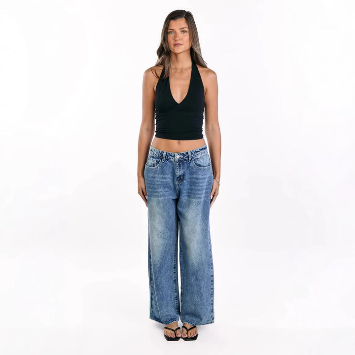 Kvinnors vida jeans med hög midja och avslappnad stil Mirla-Eva Jonsson