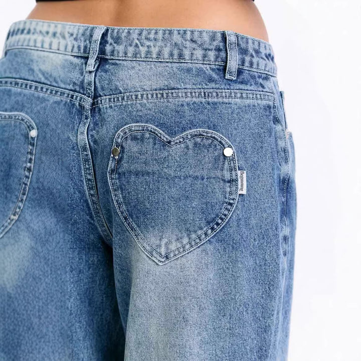 Kvinnors vida jeans med hög midja och avslappnad stil Mirla-Eva Jonsson