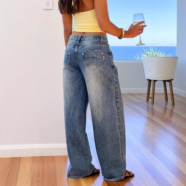 Kvinnors vida jeans med hög midja och avslappnad stil Mirla-Eva Jonsson