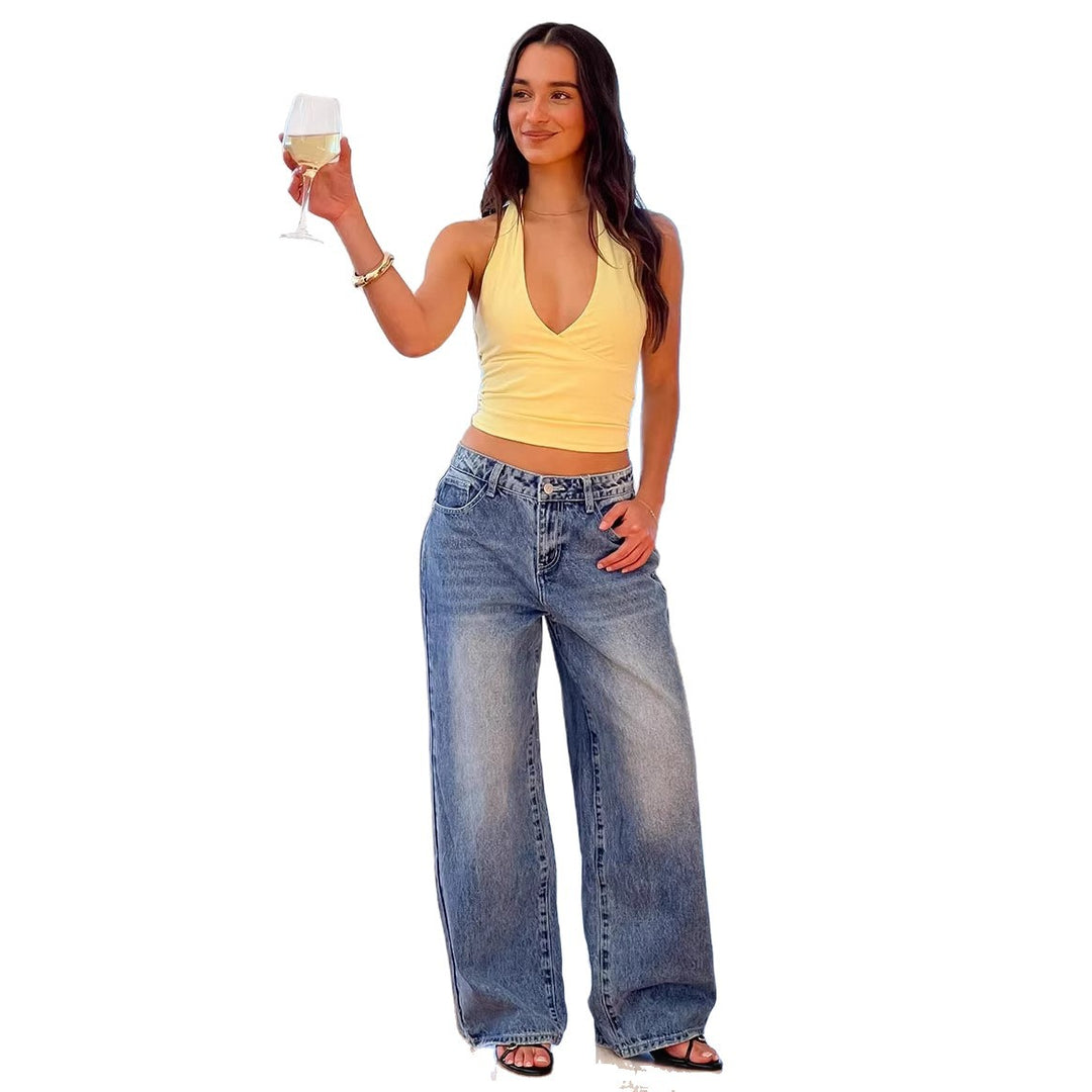 Kvinnors vida jeans med hög midja och avslappnad stil Mirla-Eva Jonsson