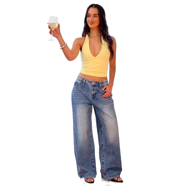 Kvinnors vida jeans med hög midja och avslappnad stil Mirla-Eva Jonsson