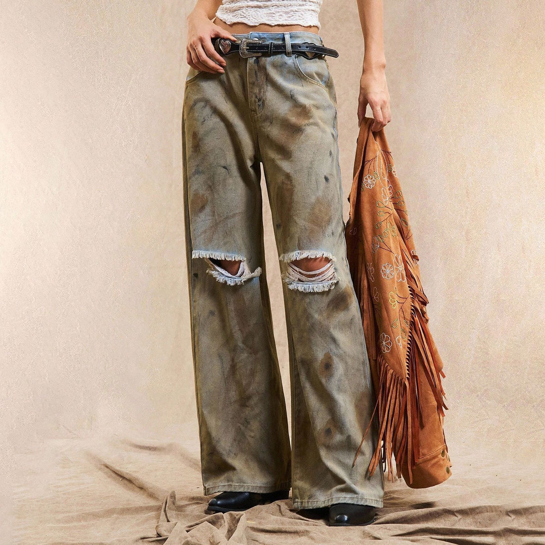 Kvinnors vida jeans med slitna detaljer Mirla-Eva Jonsson