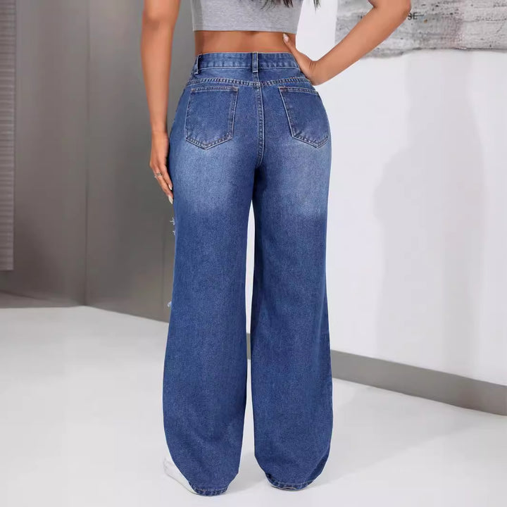 Kvinnors vida jeans med trendig förstörd effekt Mirla-Eva Jonsson