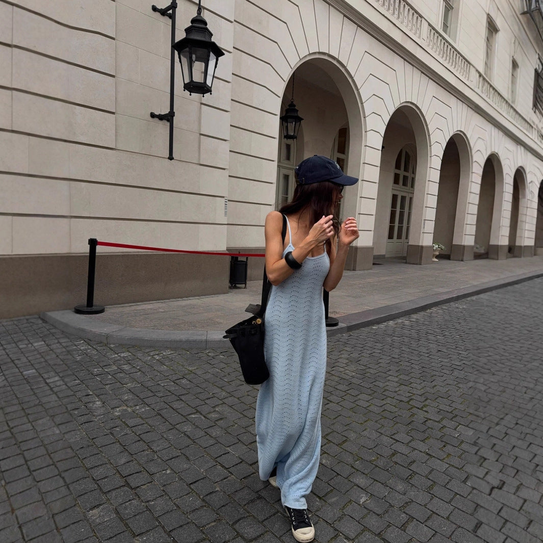 Kvinnors virkade maxiklänning med delikata remmar och elegant snitt Mirla-Eva Jonsson