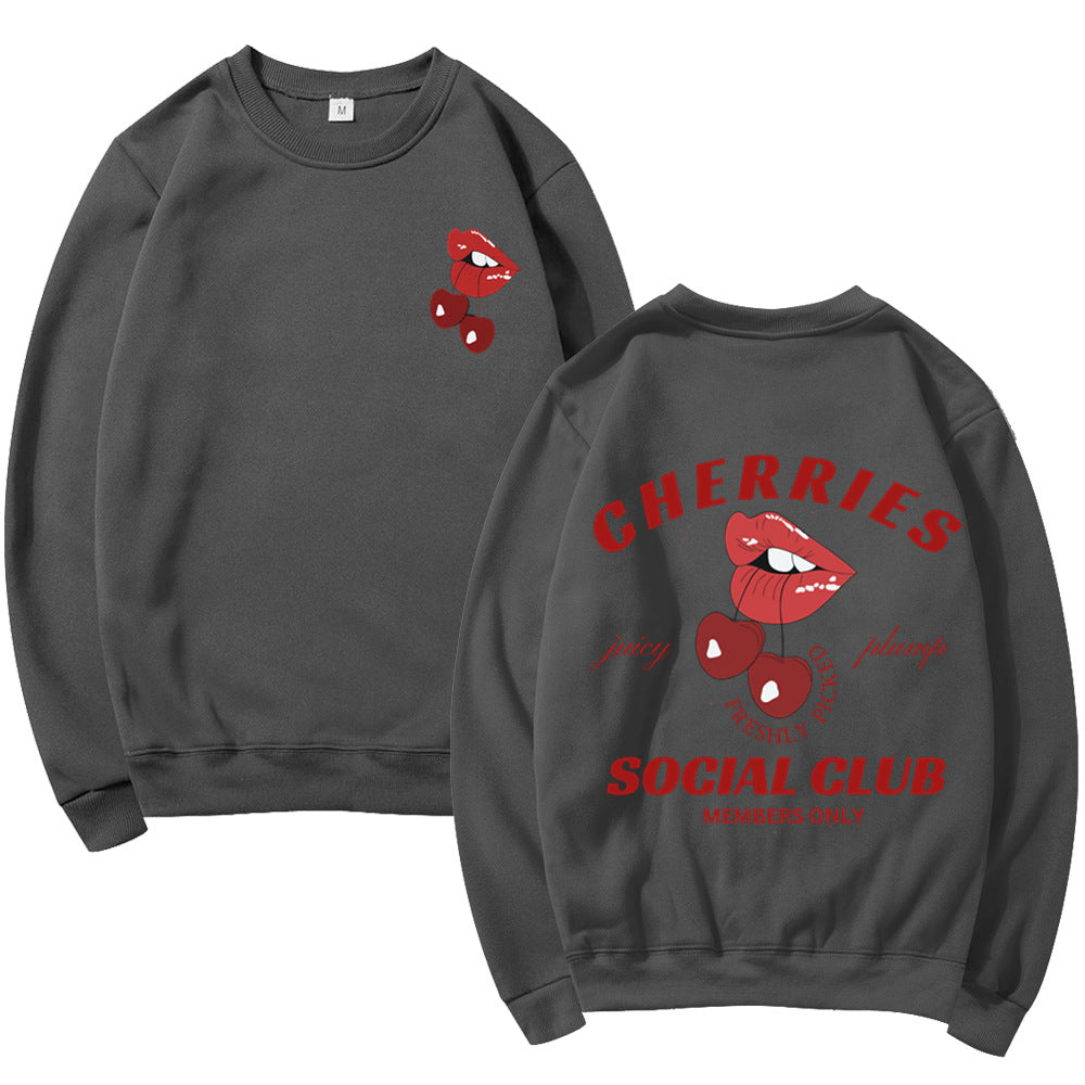 Kvinnosweatshirt med kreativ frukt- och mun-design Mirla-Eva Jonsson