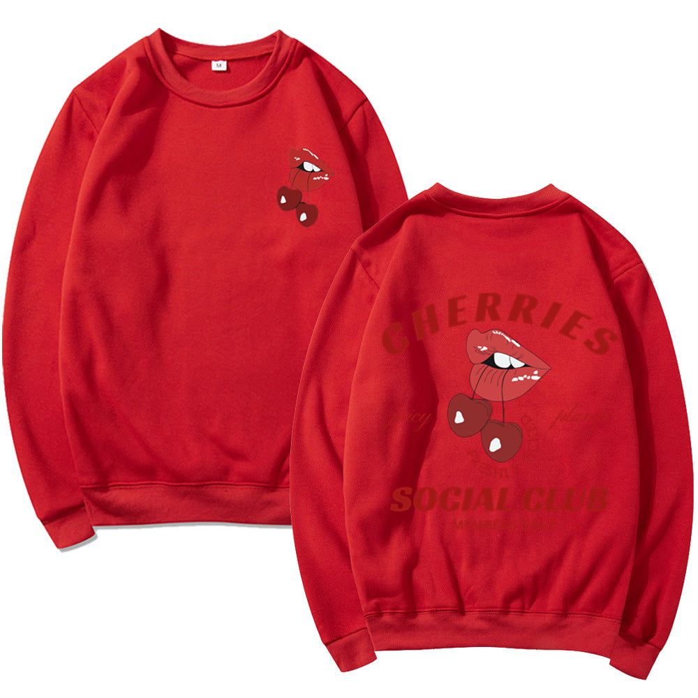 Kvinnosweatshirt med kreativ frukt- och mun-design Mirla-Eva Jonsson