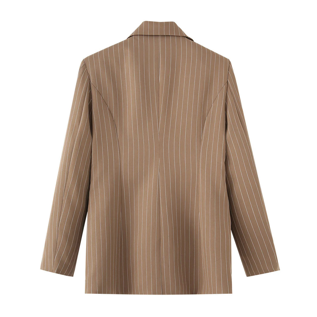 Kvinnot striped blazer jacket with elegant collar and practical pockets Mirla-Eva Jonsson